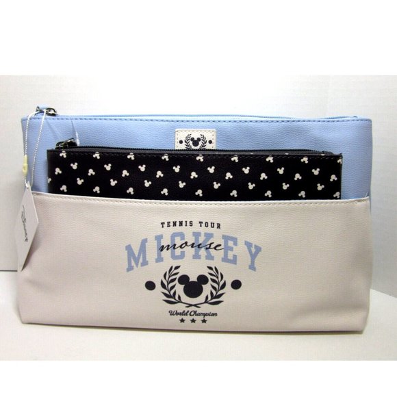 Disney Mickey Mouse Cosmetic Bags Removable Pouch Travel Case Makeup Purse NWT - Picture 1 of 12
